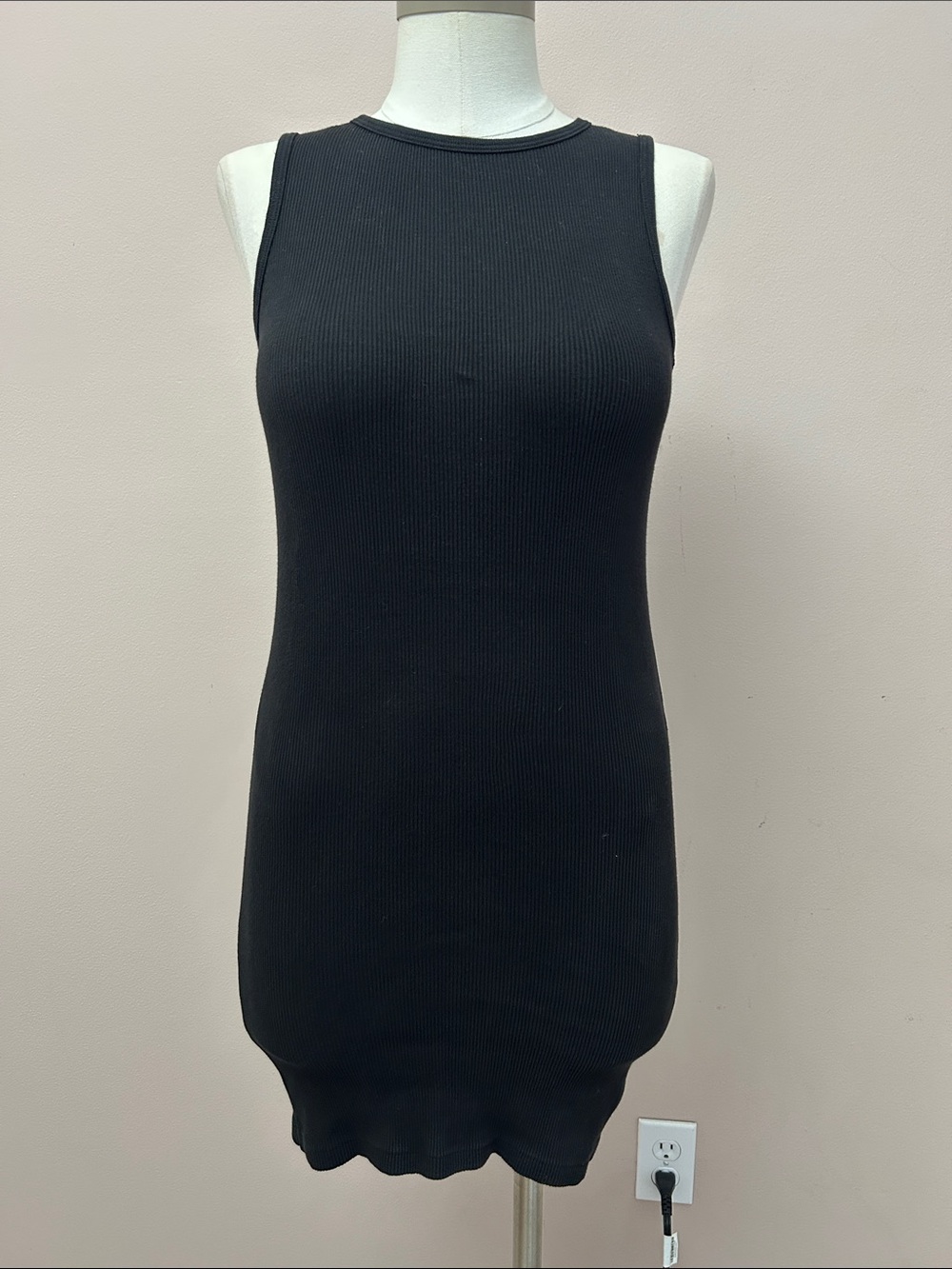 Brandy Melville Cotton Black Ribbed Tank Mini Dress XS